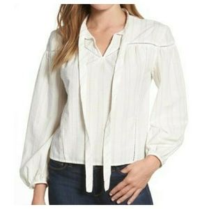 Caslon Woven Peasant Top Ivory Size M